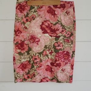 Talbots flower print pencil skirt